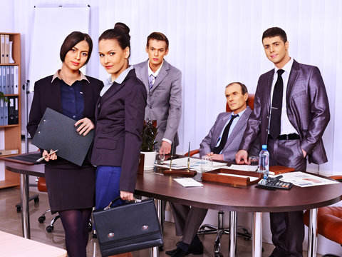 Group business people in office.