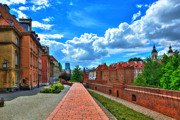 Old Town in Warsaw, the view of the Barbican - obrazy, fototapety, plakaty