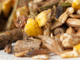 high quality   muesli background  for horse. macro