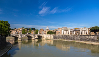 Fototapeta na wymiar Rome city over The Tiber river - Italy