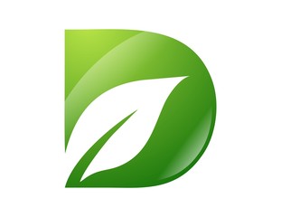 Obraz premium letter d logo concept, nature green leaf symbol, initials D icon design