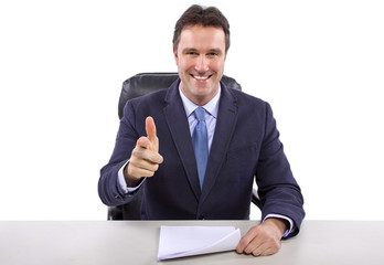 male news anchor or reporter on a white background