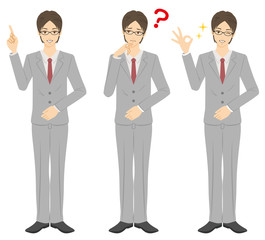 ビジネスマン　表情　全身