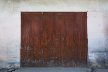 Red wooden door