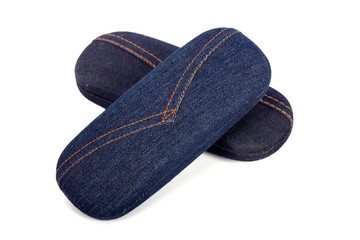 Glasses jean case isolated on white background