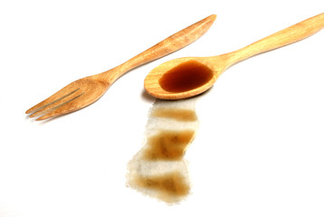 fish sauce in wooden spoon