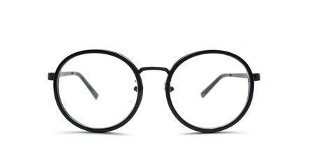 Fototapeta premium black nerd glasses isolated on white