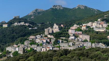 Fototapeta na wymiar Corsican village - France - houses and Genovese tower