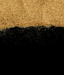 The sand on the black background