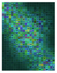 Heart shape mosaic in green spectrum