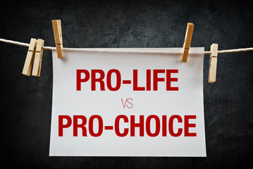 Pro-life vs pro-choice, abortion concept
