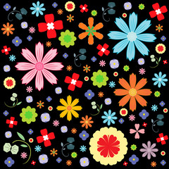 flower pattern vector on black background