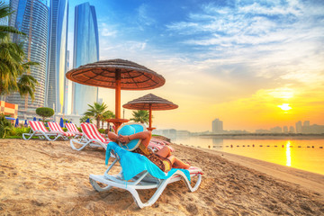 Sun holidays on the beach of Persian Gulf