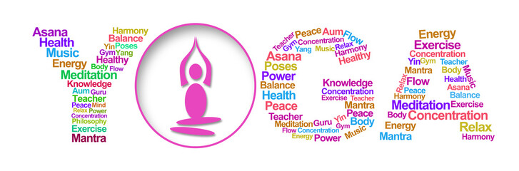 Fototapeta premium Yoga Wordcloud silhouette White