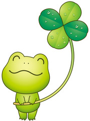蛙と四葉のクローバー