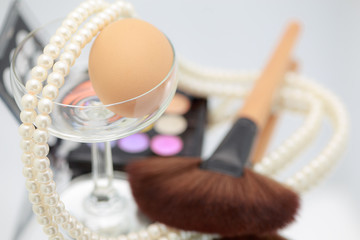 Decorative cosmetics  makeup. pink,yellow,blue,