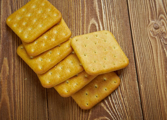 crackers on  wood table