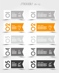 orange rectangular modern ribbon stickers