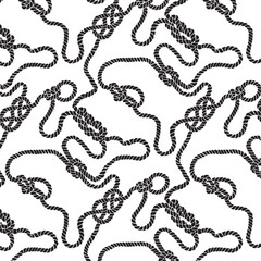 seamless black and white background with ropes and knots