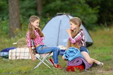 portrait of girlfriends summer camp