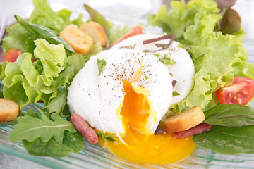 poached egg and salad