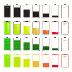 Battery Life Icons Set Set Isolated on White Background