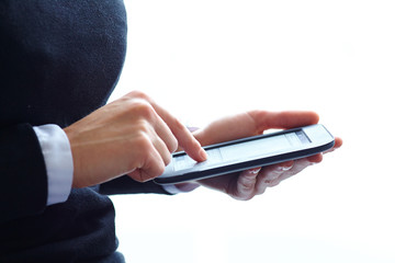 woman with pc tablet