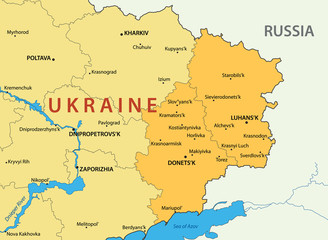 Donetsk and Lugansk regions of Ukraine - vector map