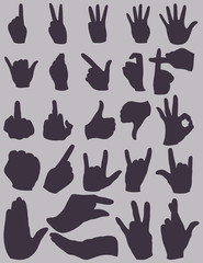 Vector Set of Finger Gestures Silhouettes