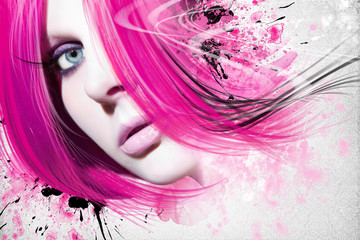 Colorful artwork with beautiful woman