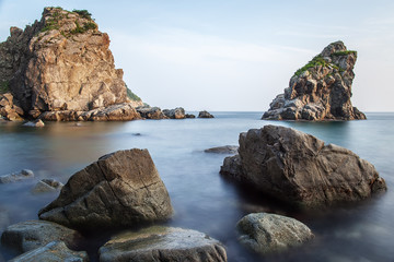 horizontal landscape of rocky coast