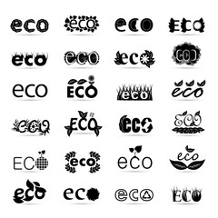 Eco Icons Set - Isolated On White Background
