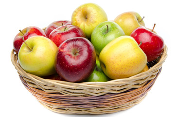 Different sorts of apples in a basket