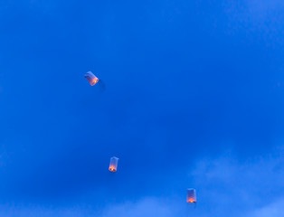 Floating Lantern on Yee Peng festival, thai lanna traditional .