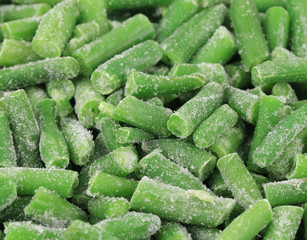 Frozen green beans close up.
