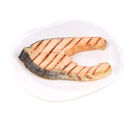 Fresh grilled salmon steak.