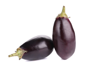 Two black eggplants.