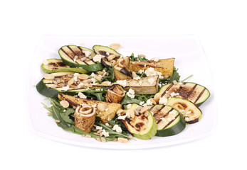 Salad with grilled vegetables and tofu.