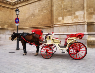 Red Cart with horse in Spain, Mallorca