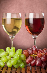 Wine glasses and grapes