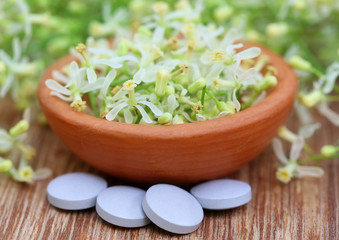 Pills made from medicinal neem flower
