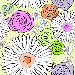 Vector flowers background Seamless pattern