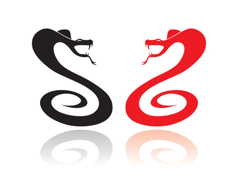Two silhouettes of snakes in the attack position