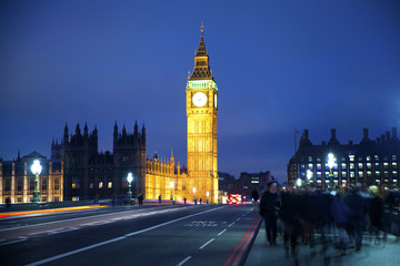 Obraz na płótnie Canvas Night view of Big Ben and Houses of Parliament, London UK