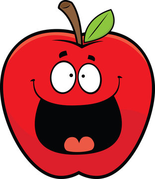 Cartoon Happy Red Apple
