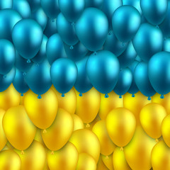 Ukrainian colorful flag with balloons.