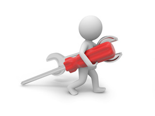 d small people with a wrench and a screwdriver