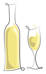 White wine bottle and glass