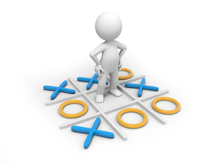 a 3d small people standing on a chess