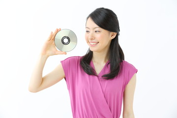 Fototapeta premium ディスクを持った女性